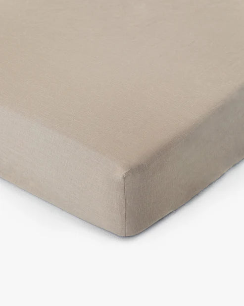 Natural linen fitted sheet