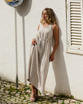 Sleeveless Linen dress FLORENCE in Natural flax