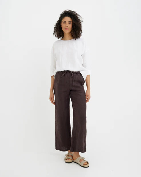 Linen Pants CURACAO in Espresso brown