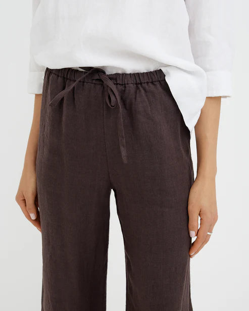 Linen Pants CURACAO in Espresso brown