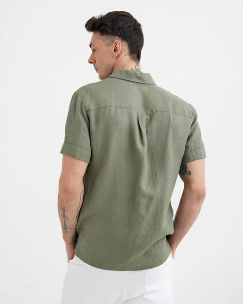 Men's Short Sleeve Linen Shirt DENVER in Mist green
