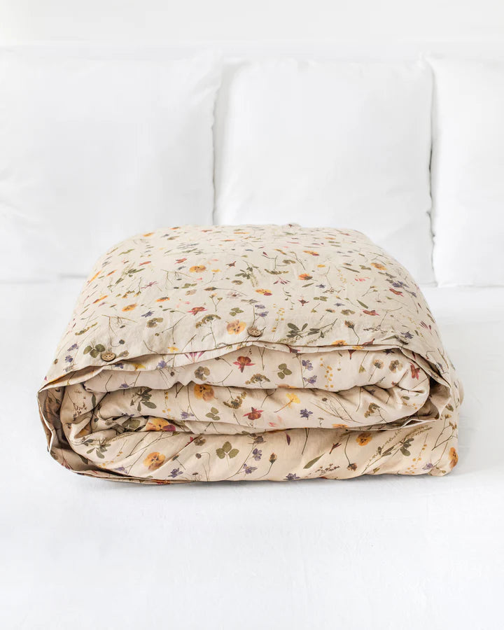 Botanical print linen duvet cover