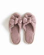 Bow tie waffle linen slippers in Woodrose