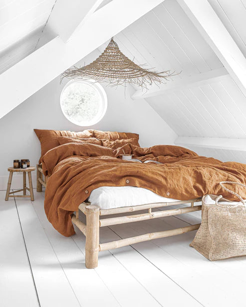 Cinnamon linen sheet set