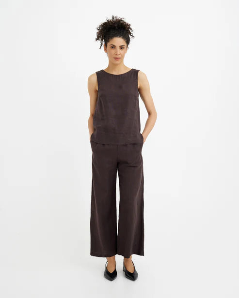 Linen Pants CURACAO in Espresso brown