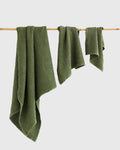Forest green waffle towel set (3 pcs)