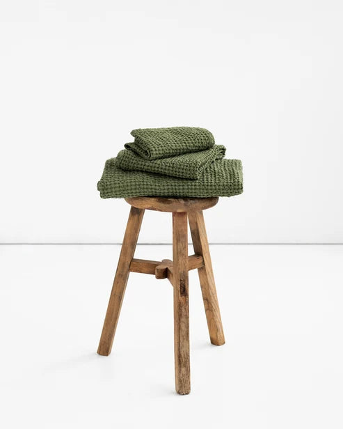 Forest green waffle towel set (3 pcs)