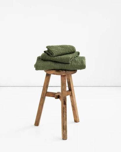 Forest green waffle towel set (3 pcs)