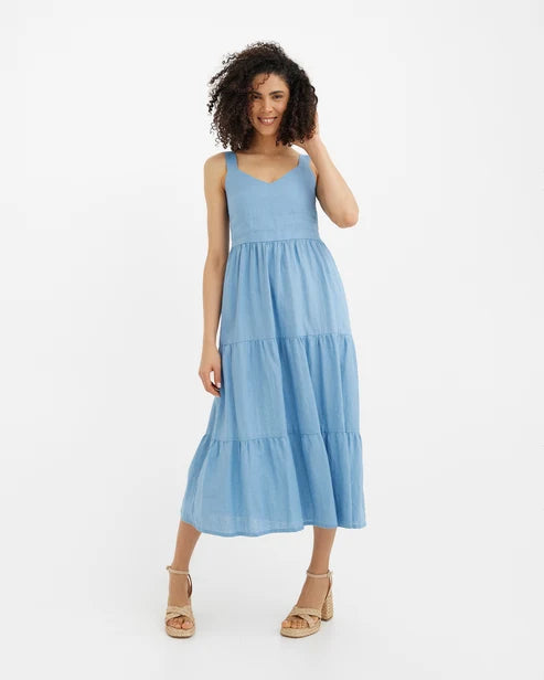 Linen Dress TULUM in Soft blue