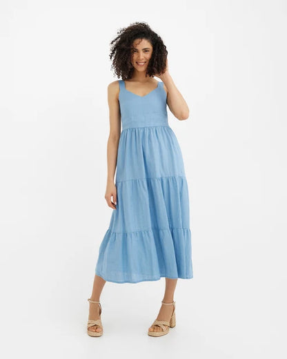 Linen Dress TULUM in Soft blue