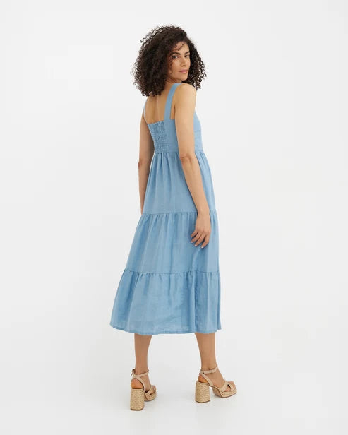 Linen Dress TULUM in Soft blue