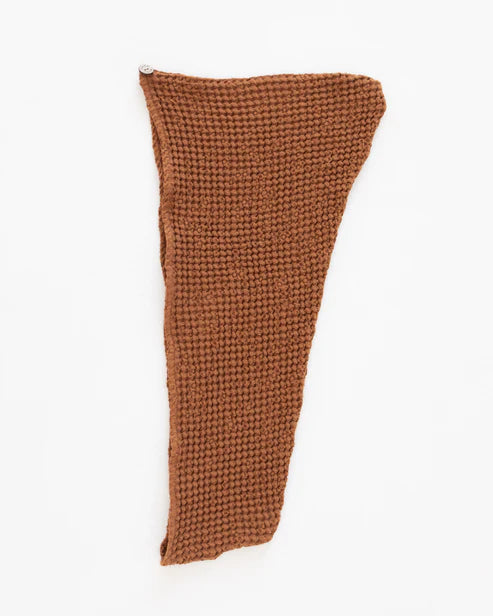 Linen hair towel turban in Cinnamon