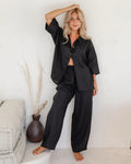 Linen pajama set AVEIRA in Black