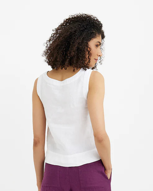 Sleeveless Linen Top GENEVA in White