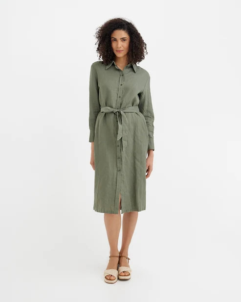 Midi Linen dress MADRID in Mist green