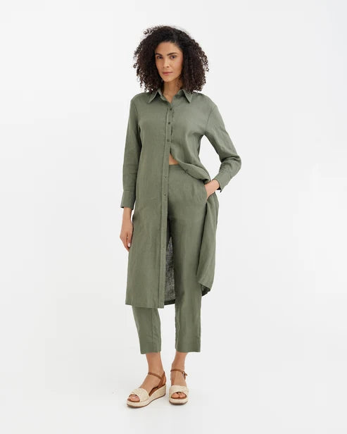 Midi Linen dress MADRID in Mist green