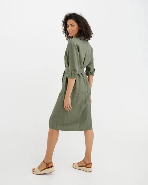 Midi Linen dress MADRID in Mist green