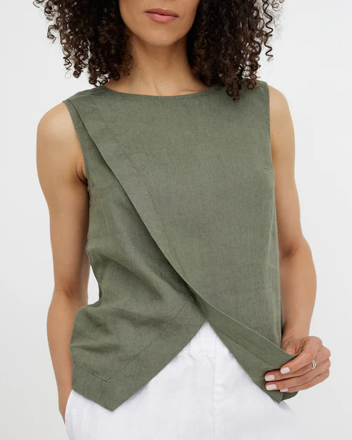 Linen Sleeveless Top HOUSTON in Mist green