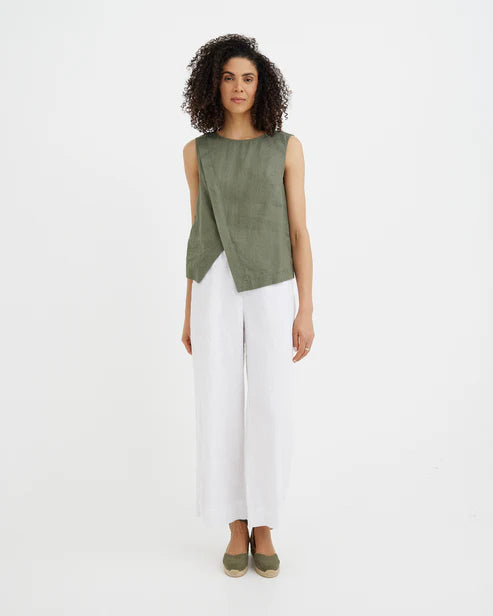 Linen Sleeveless Top HOUSTON in Mist green