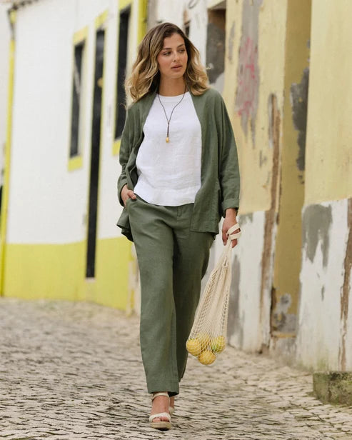 Linen jacket LOS ANGELES in Mist green
