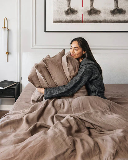 Mocha linen pillowcase