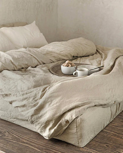Natural linen fitted sheet
