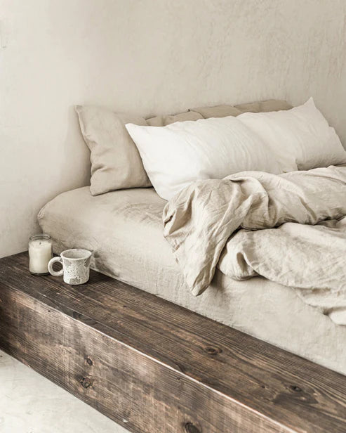 Natural linen fitted sheet