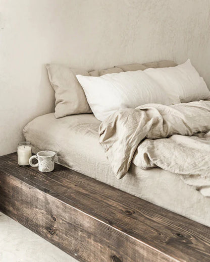 Natural linen fitted sheet
