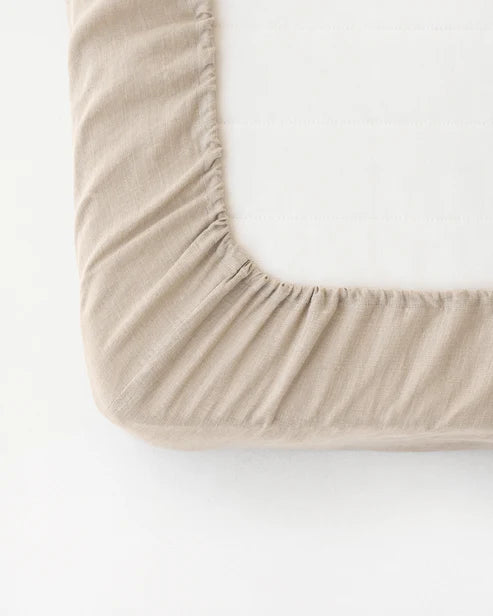 Natural linen fitted sheet