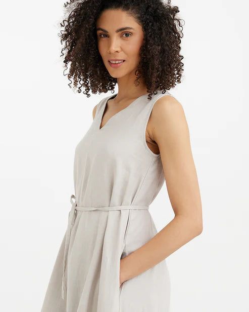 Sleeveless Linen dress FLORENCE in Natural flax