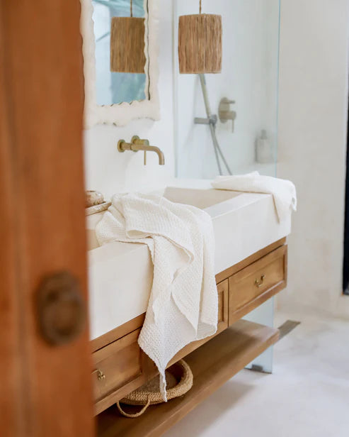 Waffle Bath Towel in White