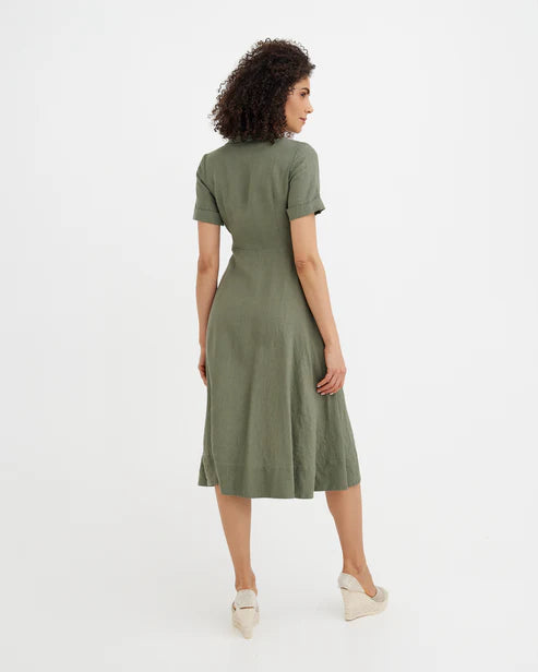 Wrap Linen dress PARIS in Mist green