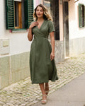 Wrap Linen dress PARIS in Mist green